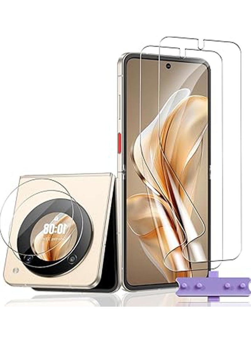 Screen Protector Compatible with ZTE Nubia Flip 5G and Camera Lens Protector 【2+2 Pack】, Bubble-Free, Scratch-Resistant, HD TPU Flexible Screen Protector for Nubia Flip 5G - Image 1